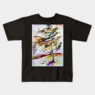 Birch Tree in the Wind Kids T-Shirt